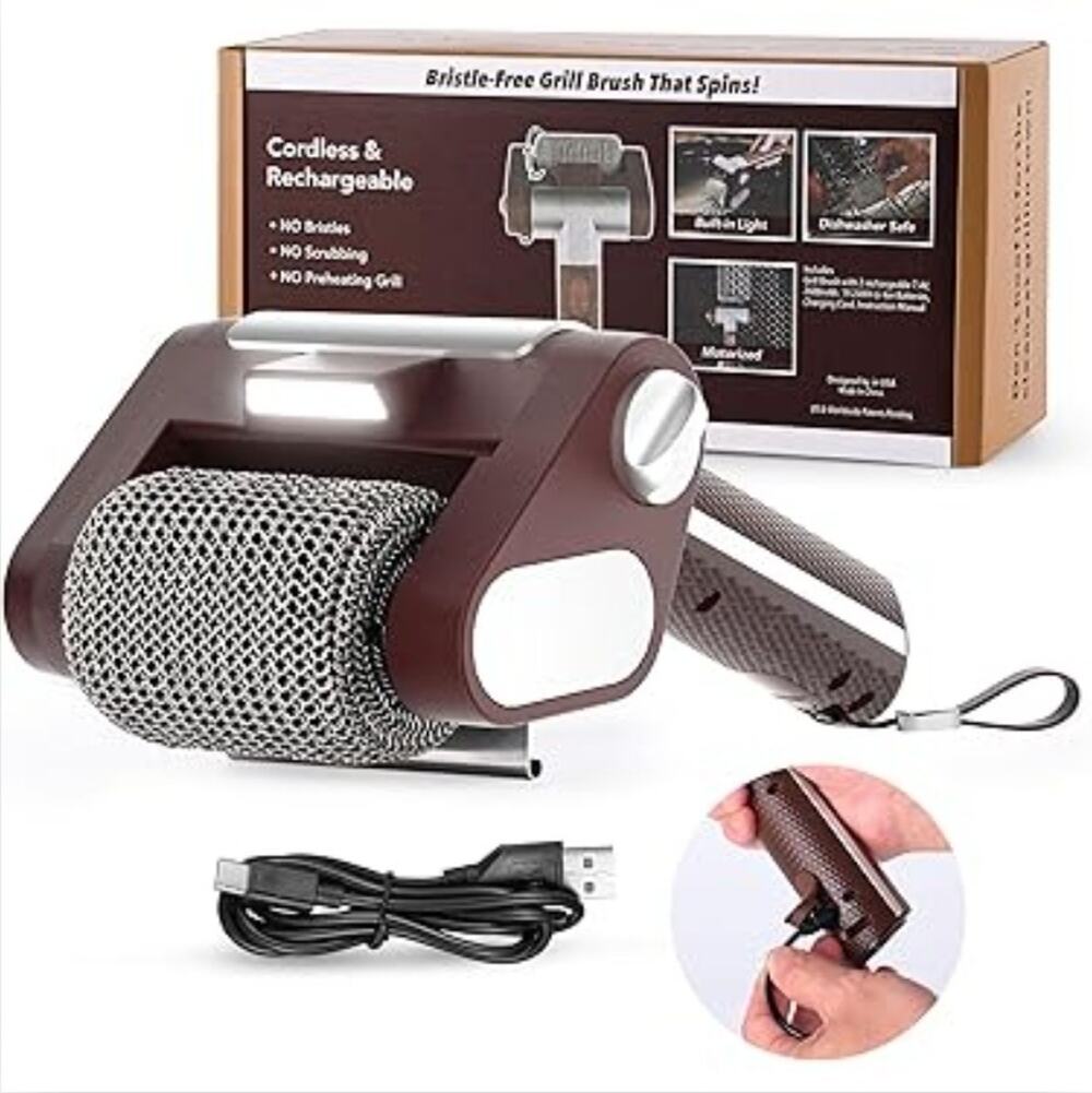 Horsepower Giddy Up Bristle-Free Spinning Grill Brush, Cordless & Rechargeable